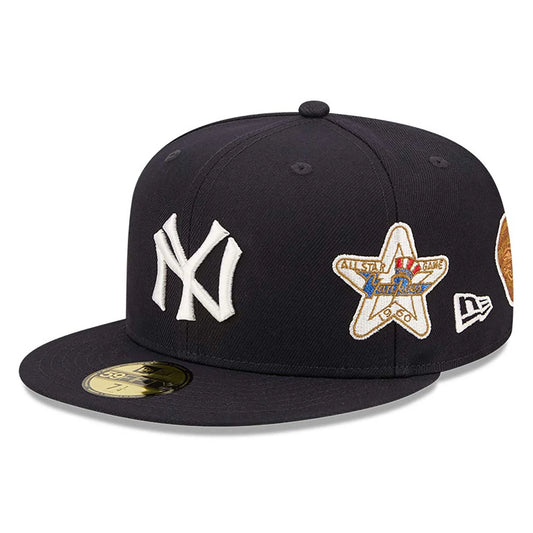 NEW ERA 59FIFTY MLB COOPS MULTI PATCH NEW YORK YANKEES NAVY FITTED CAP